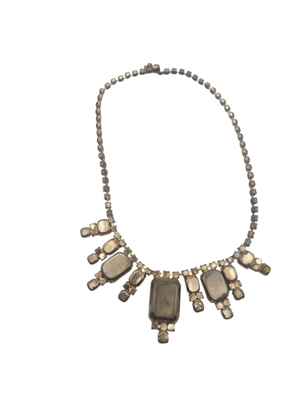 Statement Necklace Amber Faceted Rhinestone Style Bib 16" Adjustable Hook Clasp - Picture 5 of 8